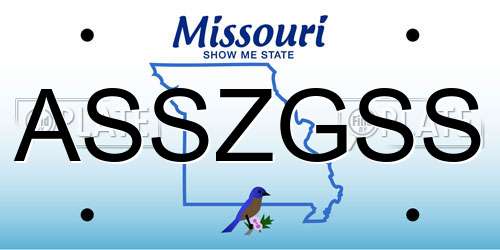 ASSZGSS Missouri License Plate