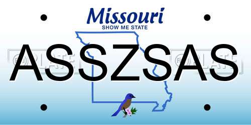 ASSZSAS Missouri License Plate