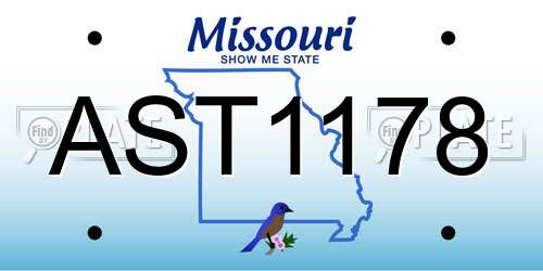 AST1178 Missouri License Plate