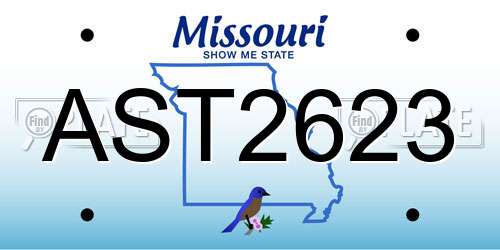 AST2623 Missouri License Plate