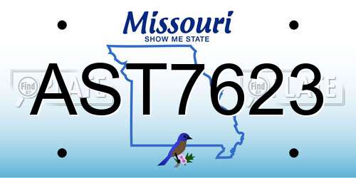AST7623 Missouri License Plate