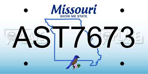 AST7673 Missouri License Plate