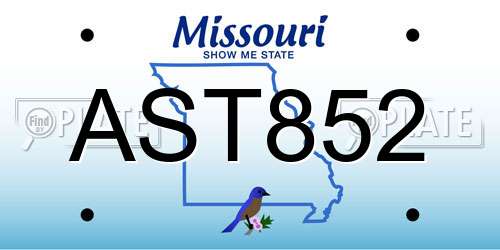 AST852 Missouri License Plate