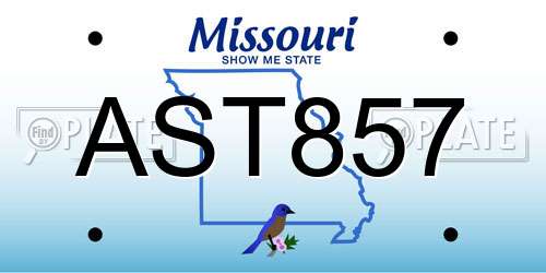 AST857 Missouri License Plate