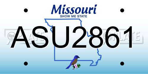ASU2861 Missouri License Plate