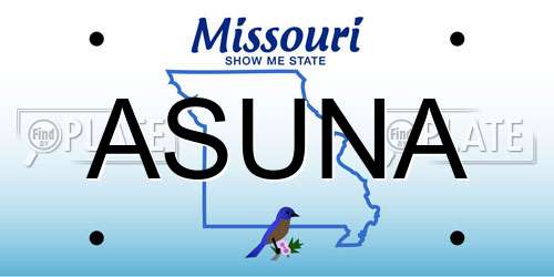 ASUNA Missouri License Plate