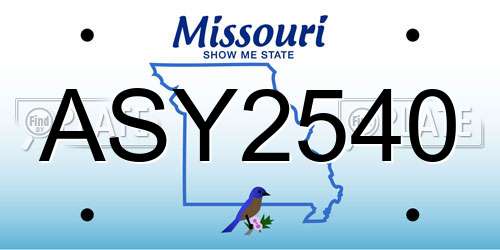ASY2540 Missouri License Plate