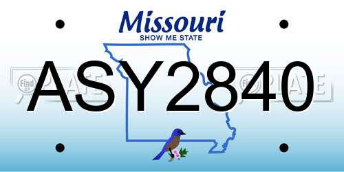 ASY2840 Missouri License Plate