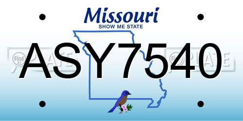 ASY7540 Missouri License Plate