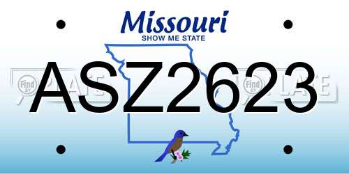 ASZ2623 Missouri License Plate