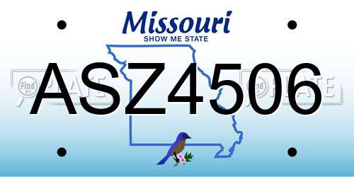 ASZ4506 Missouri License Plate