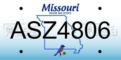 ASZ4806 Missouri License Plate