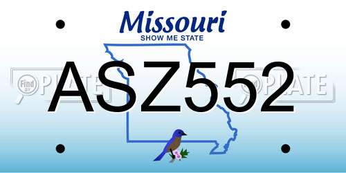 ASZ552 Missouri License Plate