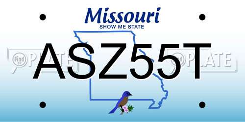 ASZ55T Missouri License Plate