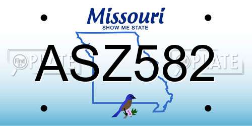 ASZ582 Missouri License Plate