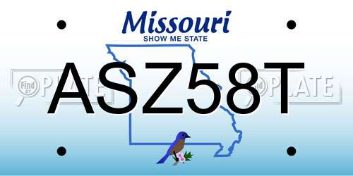ASZ58T Missouri License Plate