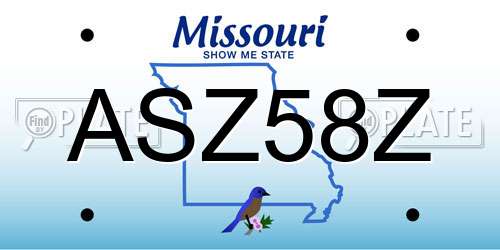 ASZ58Z Missouri License Plate