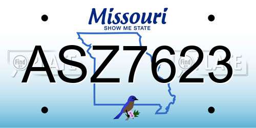 ASZ7623 Missouri License Plate