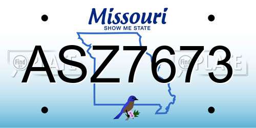 ASZ7673 Missouri License Plate