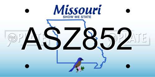 ASZ852 Missouri License Plate