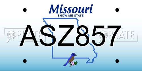 ASZ857 Missouri License Plate