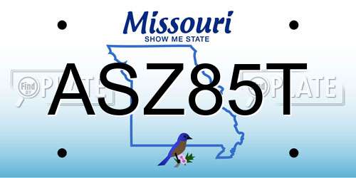 ASZ85T Missouri License Plate