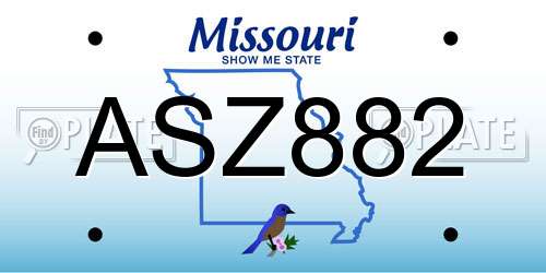 ASZ882 Missouri License Plate