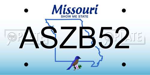 ASZB52 Missouri License Plate