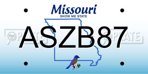 ASZB87 Missouri License Plate
