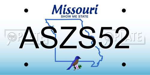ASZS52 Missouri License Plate