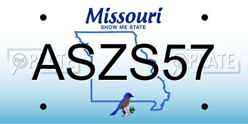 ASZS57 Missouri License Plate