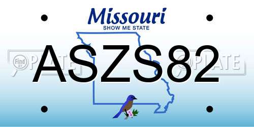ASZS82 Missouri License Plate