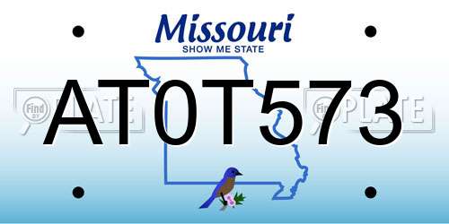 AT0T573 Missouri License Plate