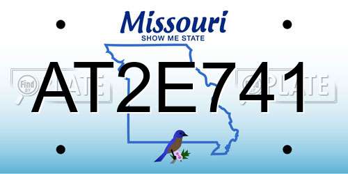 AT2E741 Missouri License Plate