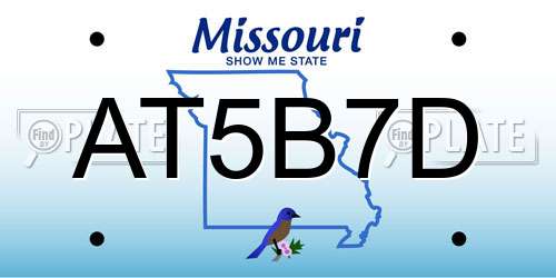 AT5B7D Missouri License Plate