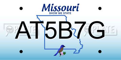 AT5B7G Missouri License Plate