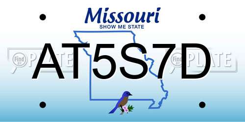 AT5S7D Missouri License Plate