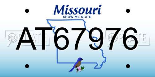 AT67976 Missouri License Plate