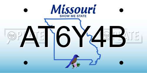AT6Y4B Missouri License Plate