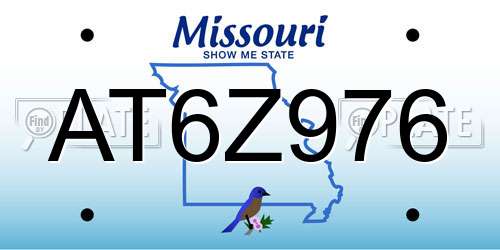 AT6Z976 Missouri License Plate