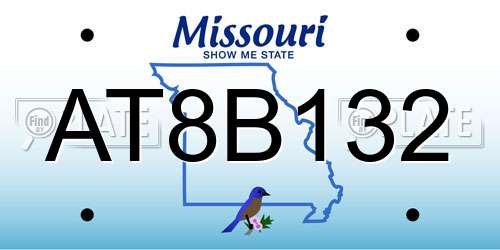 AT8B132 Missouri License Plate