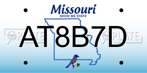AT8B7D Missouri License Plate