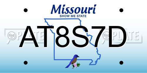 AT8S7D Missouri License Plate