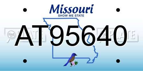 AT95640 Missouri License Plate