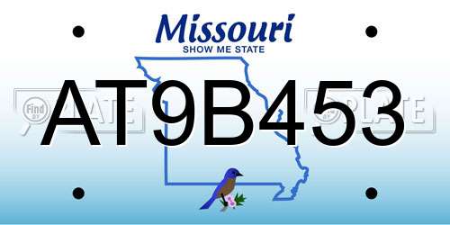 AT9B453 Missouri License Plate
