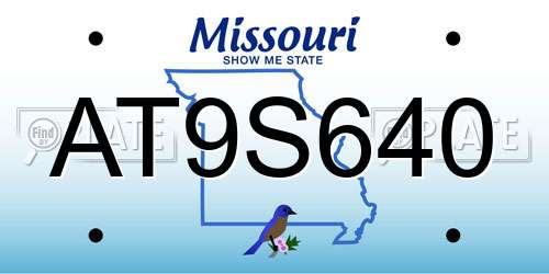 AT9S640 Missouri License Plate