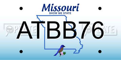 ATBB76 Missouri License Plate