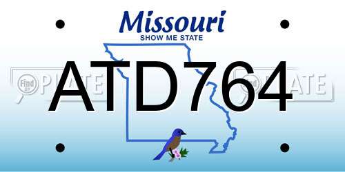 ATD764 Missouri License Plate