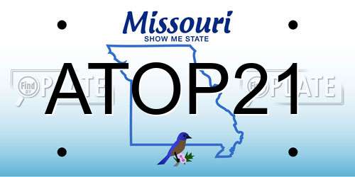ATOP21 Missouri License Plate