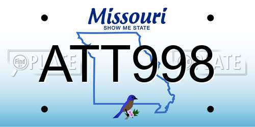 ATT998 Missouri License Plate